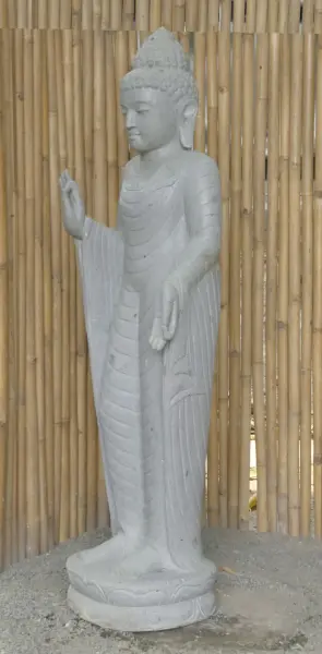 Product image 3 of the product “Standing Buddha - Abhaya mudra made of Riverstone, ca. 175 cm High ”